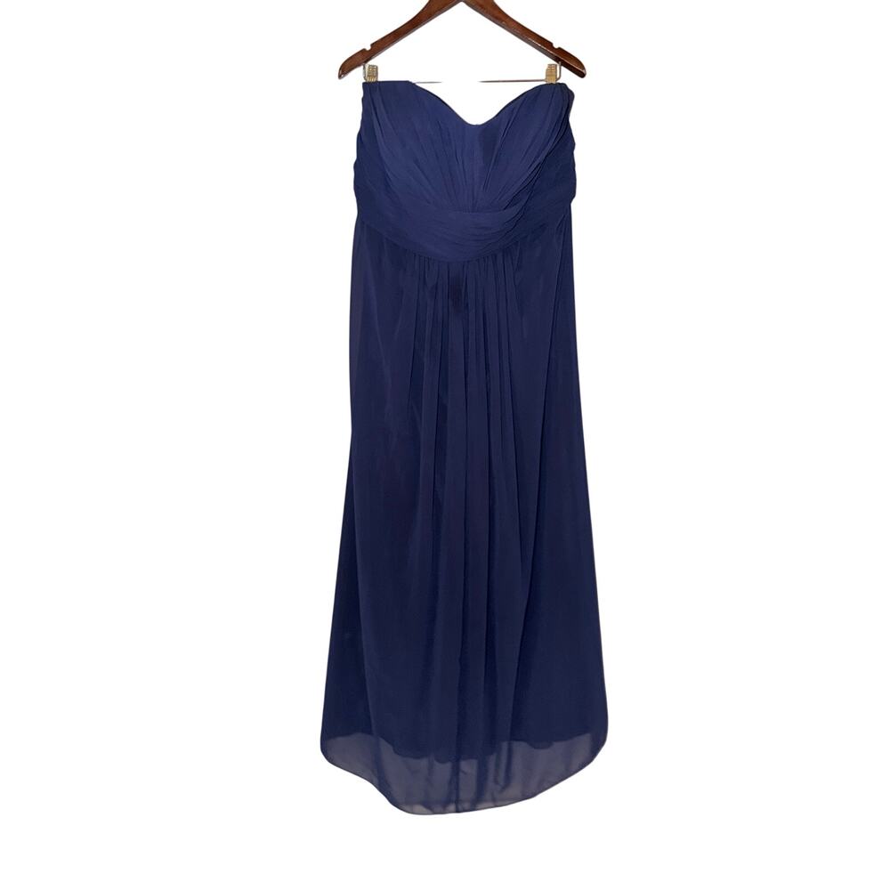 David’s bridal navy blue strapless plus size 26 bridesmaid dress style F15555